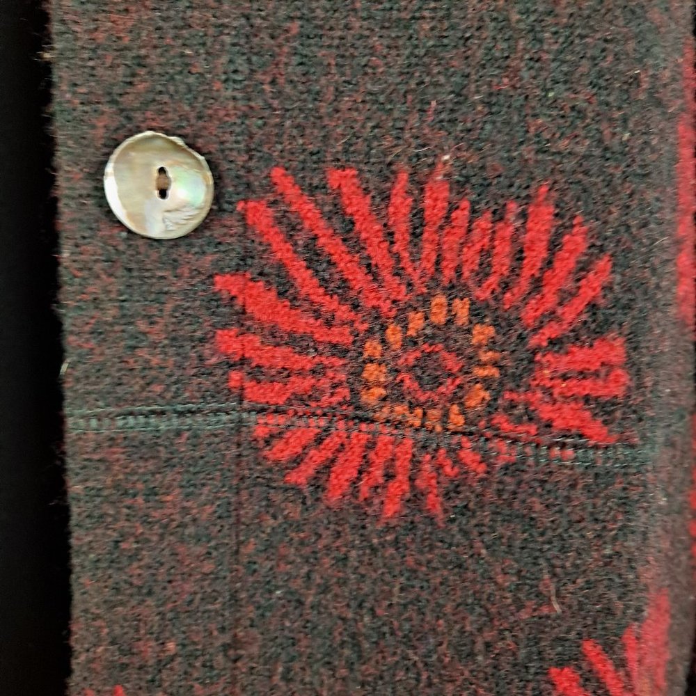 Moe Wool Button Down Sunflower Design Jacket Size… - image 5